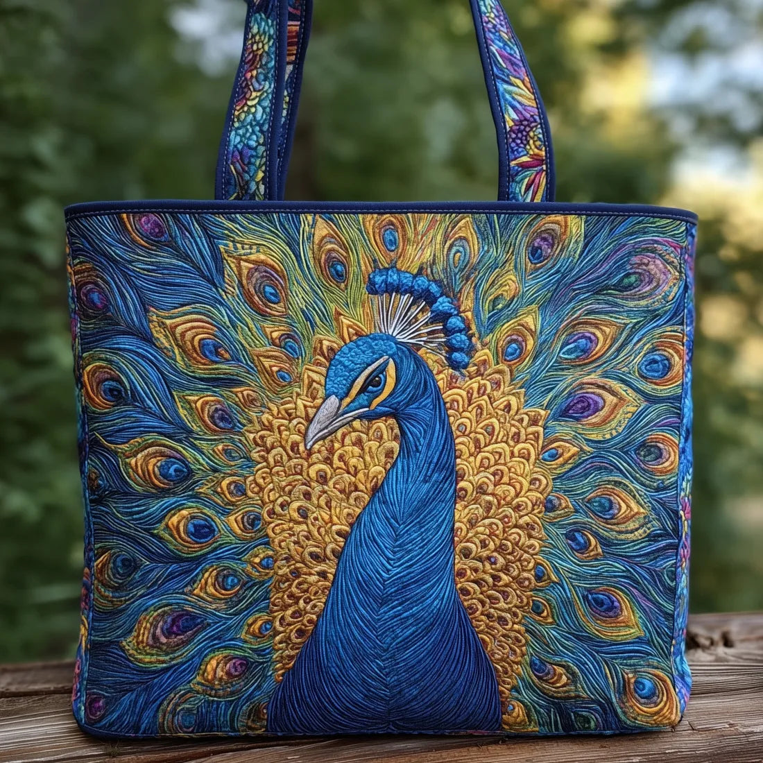 Handgefertigte Tasche - Königlicher Pfau