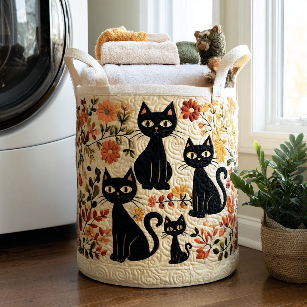 Gesteppter Wäschekorb „Katze“