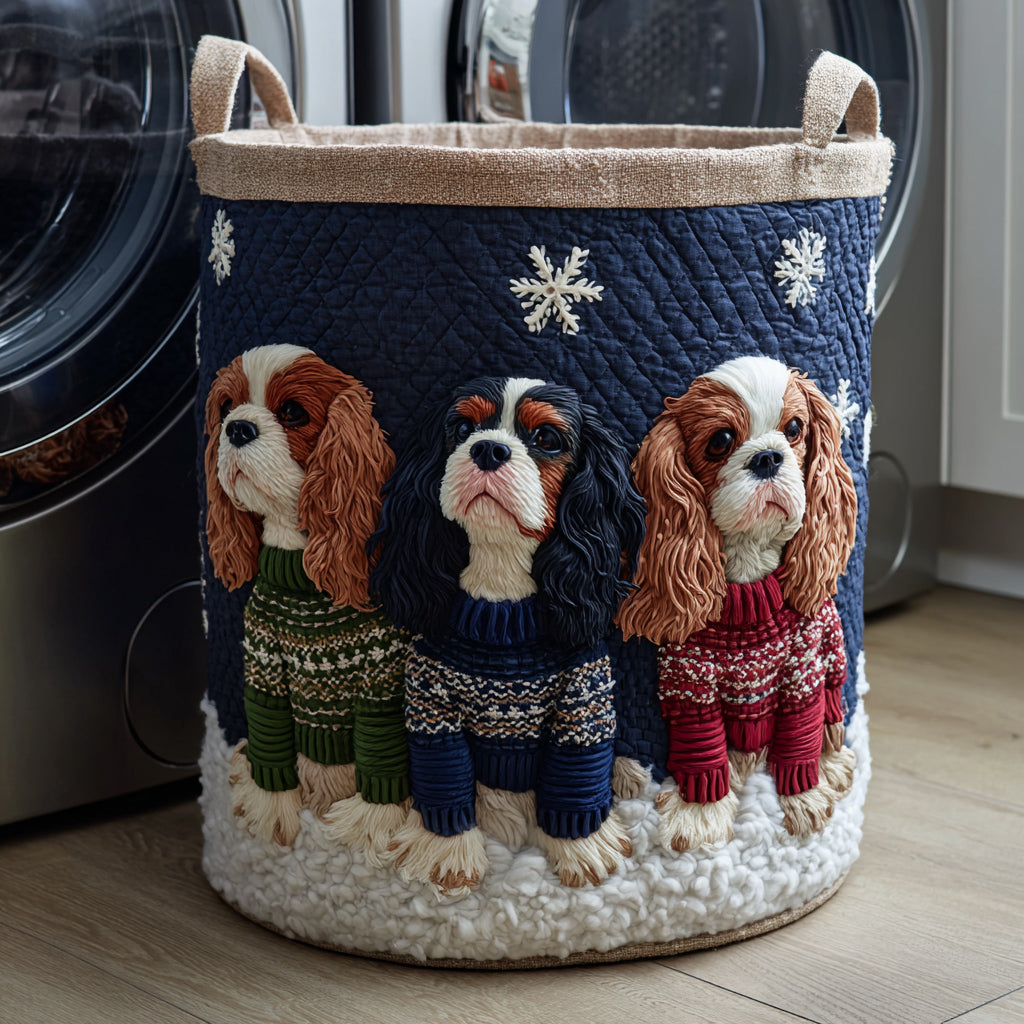 Gesteppter Wäschekorb „King-Charles-Spaniel“