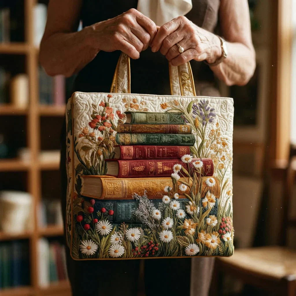 Handgefertigte gesteppte Tasche - Blumenmotiv