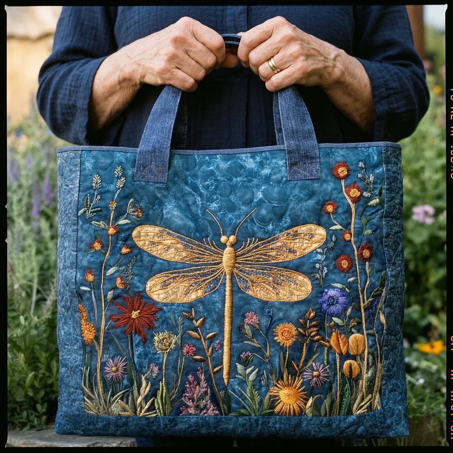 Gesteppte Tasche - Goldene Libelle