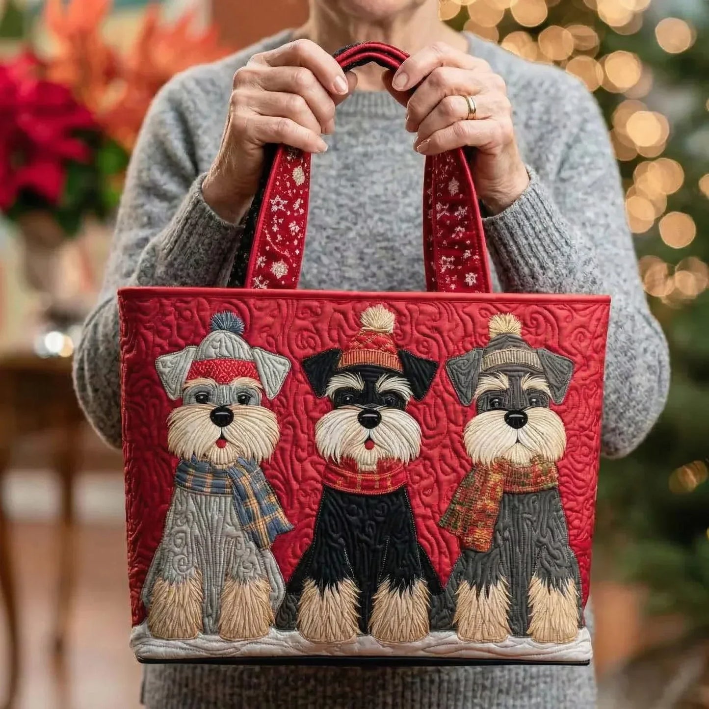 Handgefertigte Tasche - Schnauzer-Trio