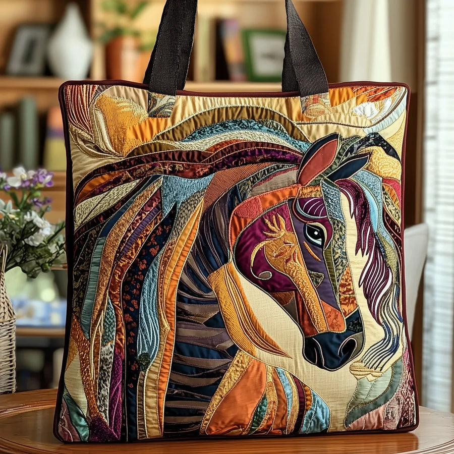 Handgefertigte Tasche - Mehrfarbiges Mosaikpferd