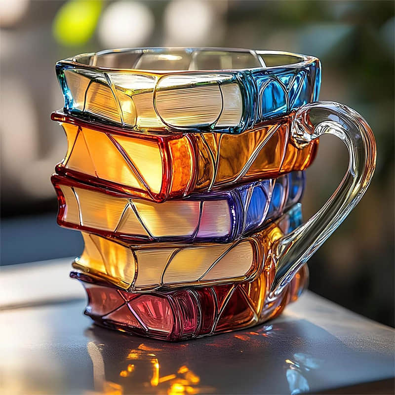 Einzigartige handgefertigte 3D-Tasse für Buchliebhaber
