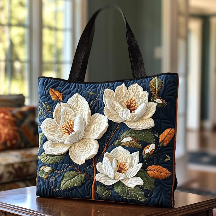 Handgefertigte gesteppte Tasche - Zarte Magnolie