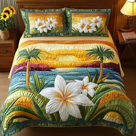 Set di biancheria da letto trapuntata in 3 pezzi - Stile Aloha