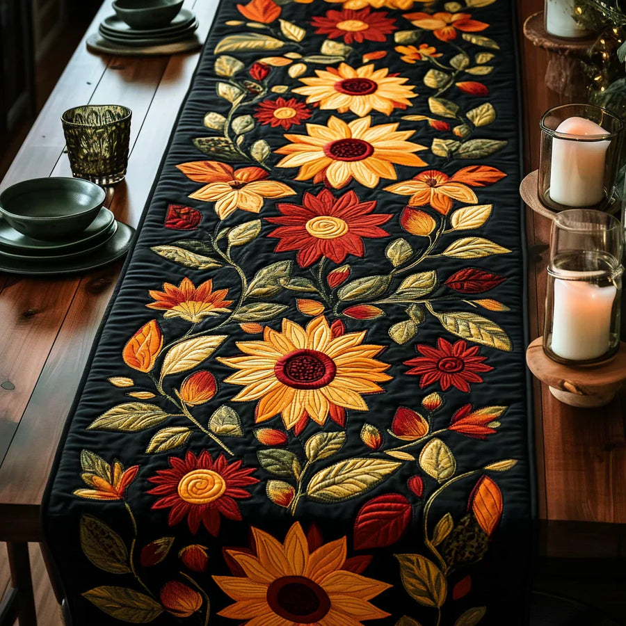 Gesteppter Tischläufer - Herbstsonnenblumen