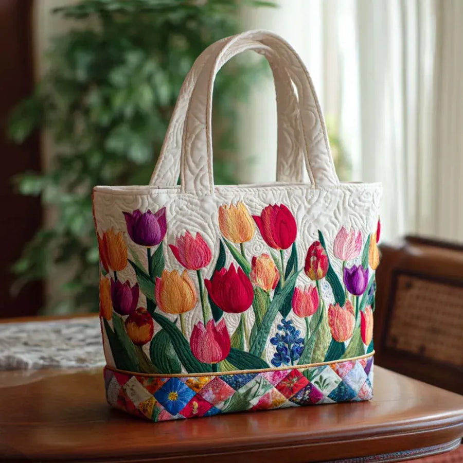 Gesteppte Tasche - Tulpengarten