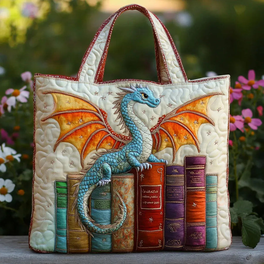Gesteppte Tasche - Smaragddrache, Wächter der Bücher