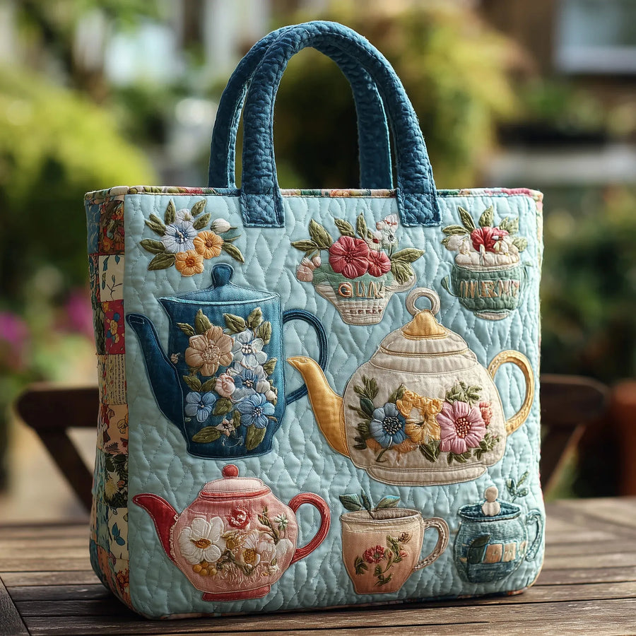 Gesteppte Tasche - Blumenmotiv