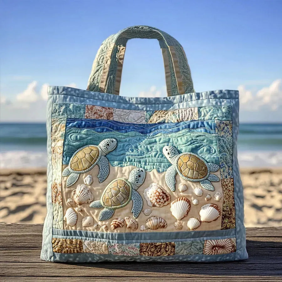 Handgefertigte gesteppte Tasche - Meeresschildkröten