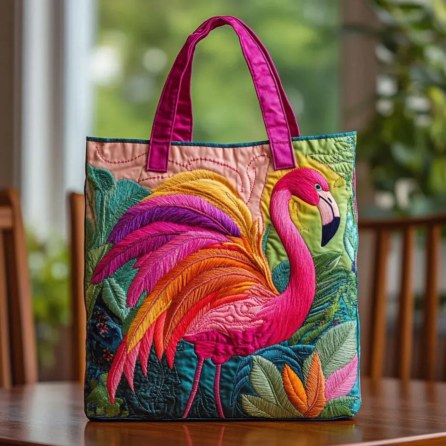Gesteppte Tasche - Regenbogen-Flamingo