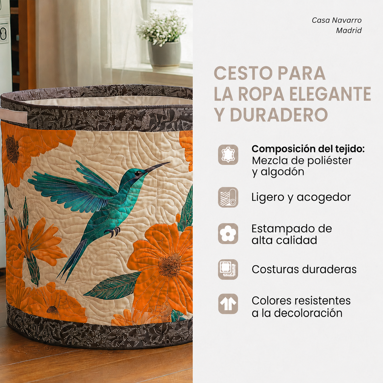 Gesteppter Wäschekorb „Strahlende Sonne“