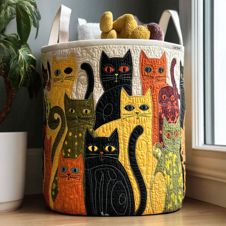 Gesteppter Wäschekorb „Katze“