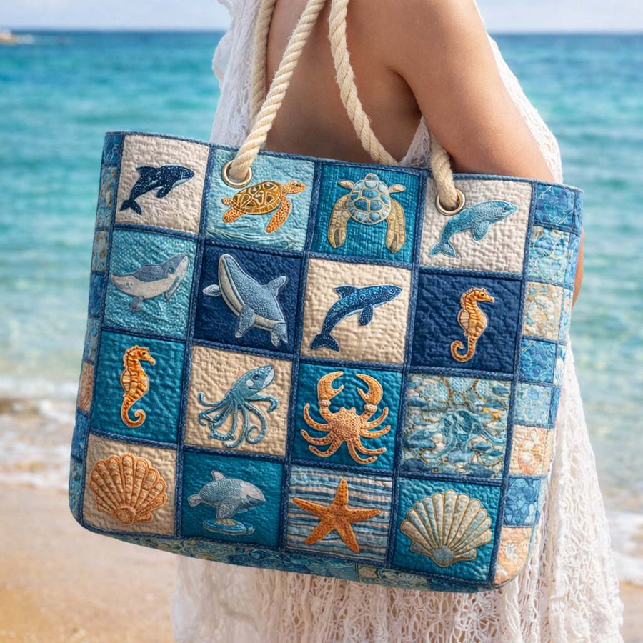 Gesteppte Strandtasche „Meeresleben“