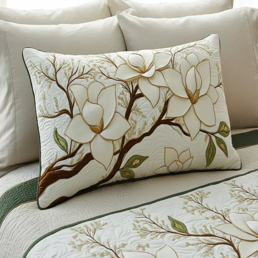 Gesteppter Kissenbezug - Magnolienblüte