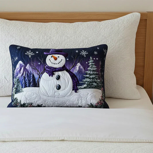 Copricuscino trapuntato - Pupazzo di Neve Viola