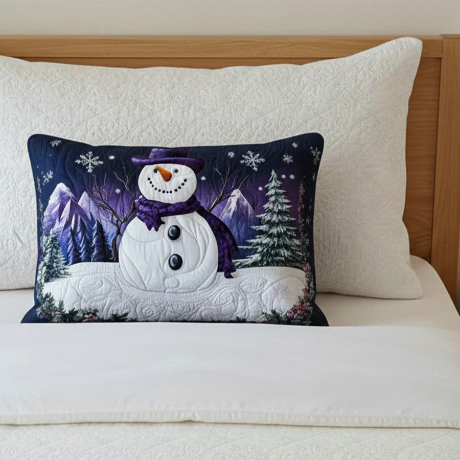 Gesteppter Kissenbezug - Violetter Schneemann