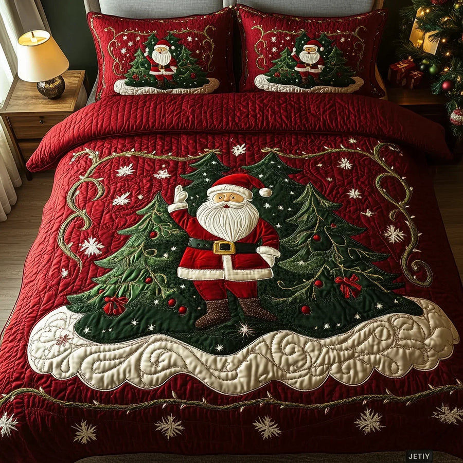 3-teiliges gestepptes Bettwäsche-Set - Werkstatt des Weihnachtsmanns