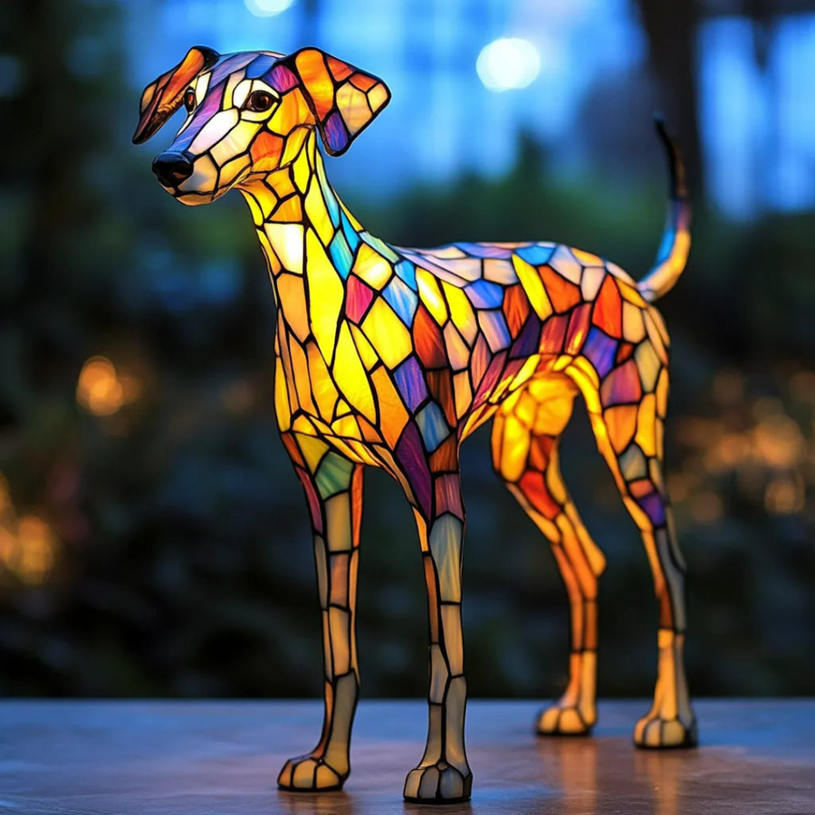 Whippet-inspirierte Lampe aus satiniertem Glas