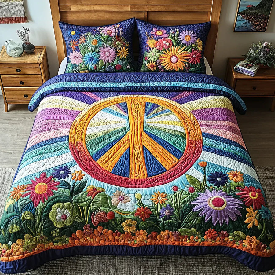 3-teiliges gestepptes Bettwäsche-Set - Sogni Tie-Dye